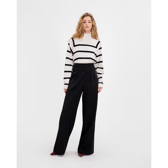 Tanya Taylor Pants - Tanya Taylor Wren Wide Leg Trouser Pant Black - Size: 2